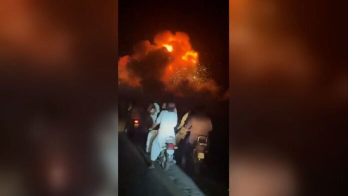 Moment of Indian airstrike captured in Bahawalpur, eastern Pakistan on May 7, showing rising tensions between India and Pakistan.